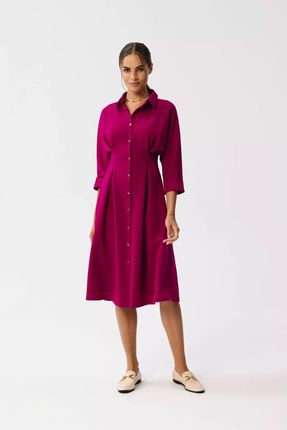 Sukienka szmizjerka o długości midi (Śliwkowy, XL)