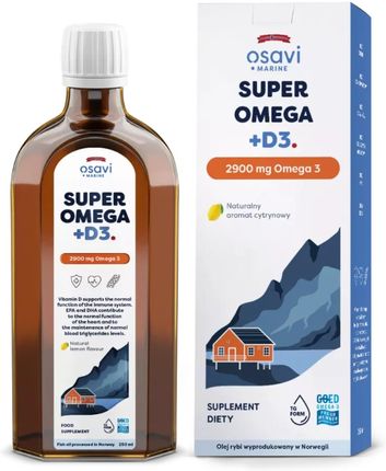 Osavi Super Omega + D3 2900 Mg Omega 3 Naturalny Aromat Cytrynowy 500ml