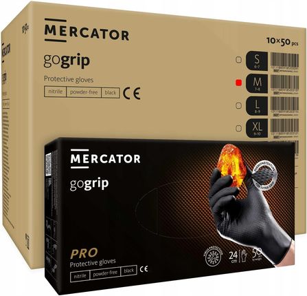 Mercator Medical Rękawice Nitrylowe 50szt. 8-M Gogrip Black - 10 Op.