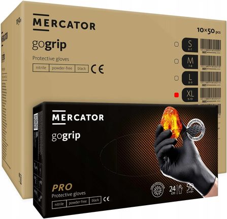 Mercator Medical Rękawice Nitrylowe 50szt. 10-Xl Gogrip Black - 10 Op.