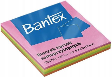 Bantex Bloczek Samoprzylepny 100 Kartek, Wielokolorowy