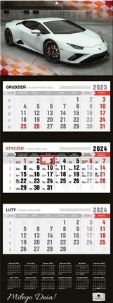 Kalendarz 2024 trójdzielny Lamborghini