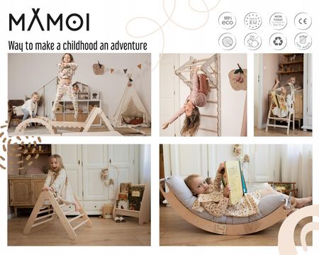 Mamoi Magichood Huśtawka Dla Dzieci Drewniana 3W1 Pasy - zdjęcie 3