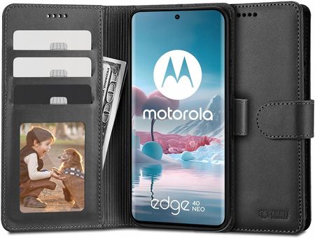 Tech Protect Wallet Etui Portfel Do Motorola Edge 40 Neo Leather Black