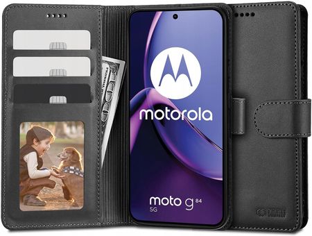 Tech Protect Wallet Etui Portfel Do Motorola Moto G84 5G Leather Black