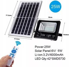 Zdjęcie Halogen solarny LED 25W+czujnik zmierzchu+PILOT - Piaseczno
