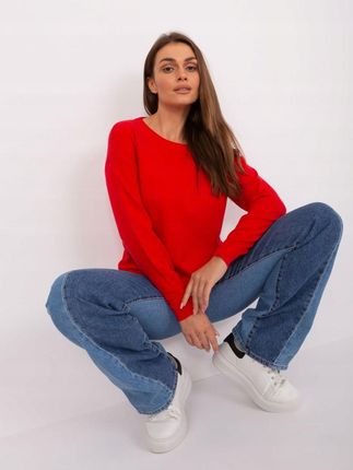 Sweter bawełniany czerwony z długim rękawem