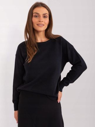 Sweter bawełniany czarny z długim rękawem basic
