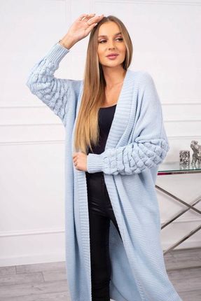 Sweter z bąbelkami na rękawie niebieski kardrigan