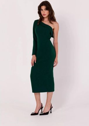 Sukienka midi na jedno ramię (Zielony, S)