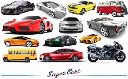 Naklejki Na Ścianę Auta Samochody - Super Cars 2, 100X50Cm