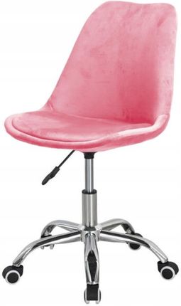Krzesło Obrotowe Chaisne Różowe Velvet Biurkowe