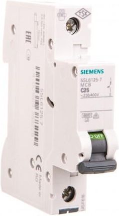 Siemens Wyłącznik Nadprądowy Sentron 5Sl6 1P C 25A 6Ka Ac 5Sl6125-7