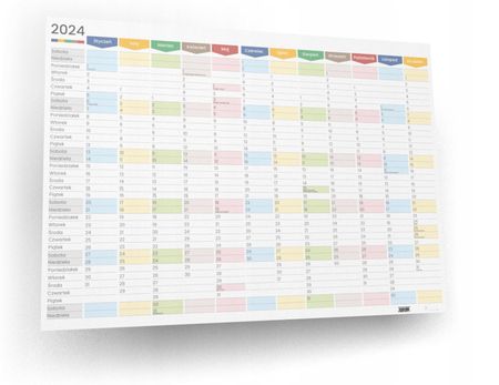 Kalendarz Roczny 2024 A2 suchościeralny Tęcza