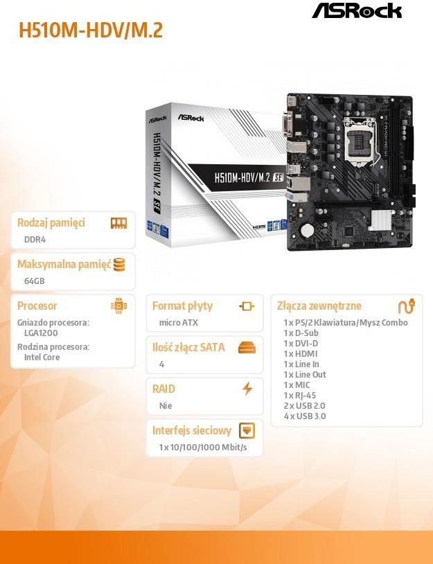 ASROCK　H510M-HDV-M.2 LGA1200 ASRock > H510M-HDV/M.2