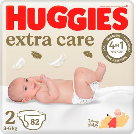 Pieluszki HUGGIES Extra Care rozmiar 2 (3-6kg) 82 szt