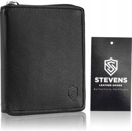 Skórzany portfel męski duży suwak Stevens Rfid