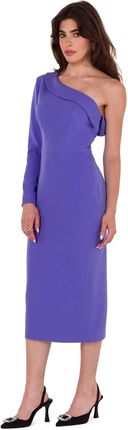 K179 Sukienka na jedno ramię - jasnofioletowa (kolor fiolet, rozmiar S)