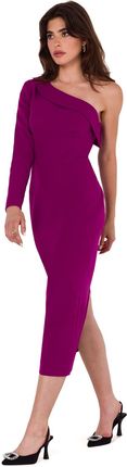 K179 Sukienka na jedno ramię - rubin (kolor rubinowy, rozmiar XL)
