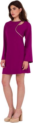 K181 Sukienka z wycięciem typu łezka w dekolcie - rubin (kolor rubinowy, rozmiar S)