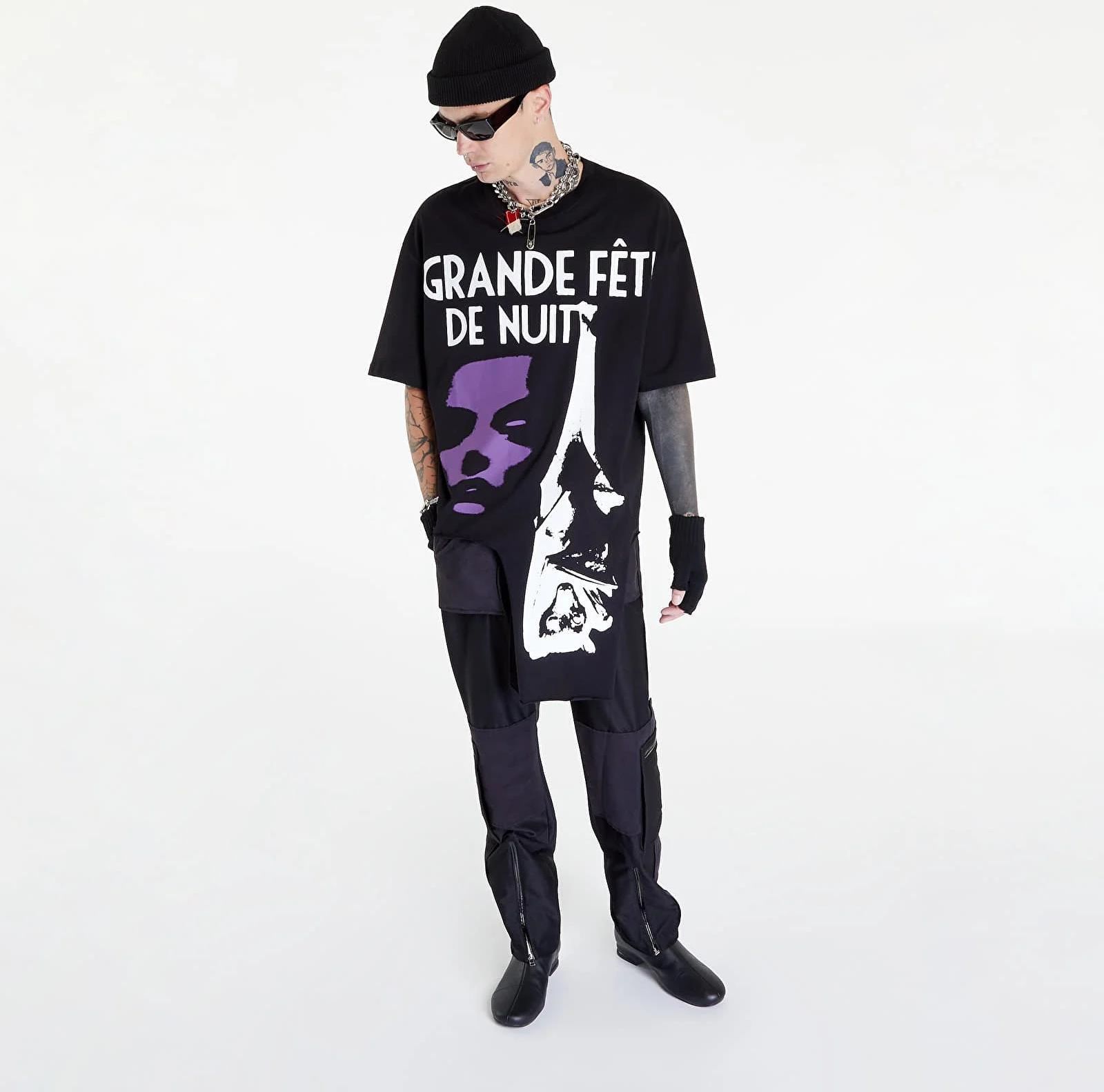 Raf Simons Oversized T-Shirt Cut Out Grand Fete De Nuit Black