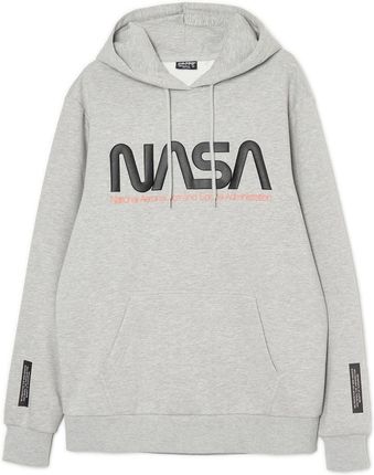 Cropp - Szara bluza z kapturem NASA - Jasny szary
