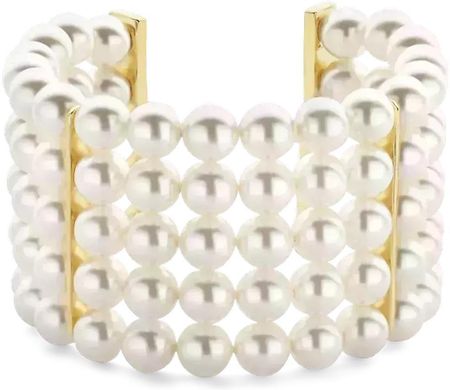 Ti Sento Damska bransoletka pokryta złotem pięć pasm białych pereł 23030YP