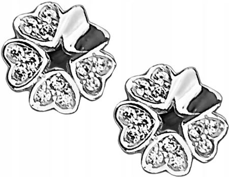 Lovrin Srebrne kolczyki 925 koniczynki z cyrkoniami