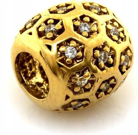 Lovrin Zawieszka złota 585 beads przewlekana z cyrkoniami