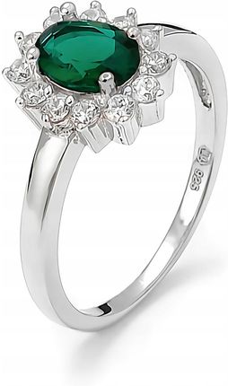 Mo-Biżuteria Pierścionek srebrny, "Kate" szmaragdowy/zielony 8