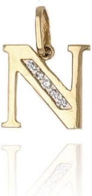 Goldengun Zawieszka złota literka N z cyrkoniami 585