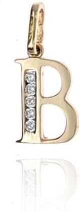 Zawieszka złota literka B z cyrkoniami 585