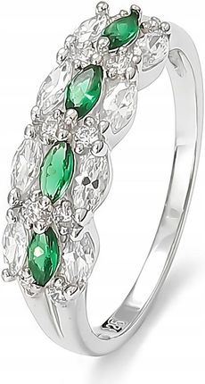 Mo-Biżuteria Pierścionek srebrny, z cyrkoniami pas zielony 8