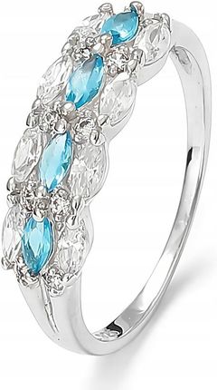 Mo-Biżuteria Pierścionek srebrny, z cyrkoniami pas błękitny 16