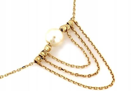 Lovrin Złoty naszyjnik 375 łańcuszki z perłą i kulkami