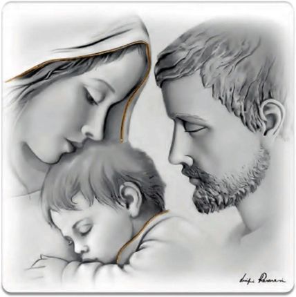Estego Obraz Świętej Rodziny malowany na drewnie | Rozmiar: 12x12 cm SKU: ES0517533D