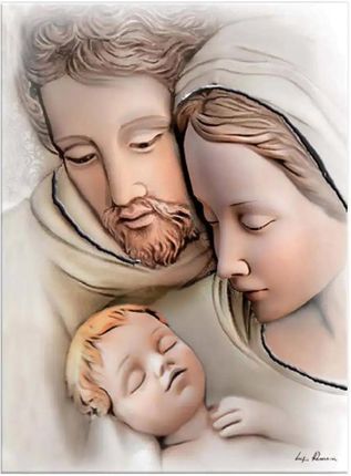 Estego Obraz Świętej Rodziny malowany na drewnie | Rozmiar: 10x15 cm SKU: ES050222