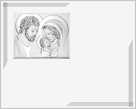 Valenti Obraz Świętej Rodziny srebrny nowoczesny na białym panelu 25x20 | Rozmiar: cm SKU: VL874BI
