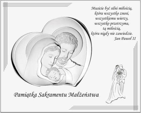 Valenti Obraz Świętej Rodziny srebrny nowoczesny na białym panelu 25x20 | Rozmiar: cm SKU: VL876S1BI