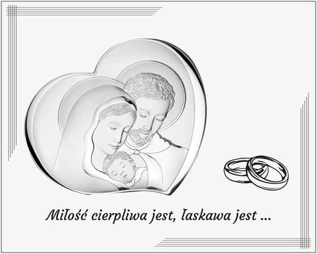 Valenti Obraz Świętej Rodziny srebrny nowoczesny na białym panelu 25x20 | Rozmiar: cm SKU: VL876S3BI