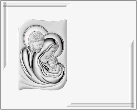 Valenti Obraz Świętej Rodziny srebrny nowoczesny na białym panelu 25x20 | Rozmiar: cm SKU: VL870BI