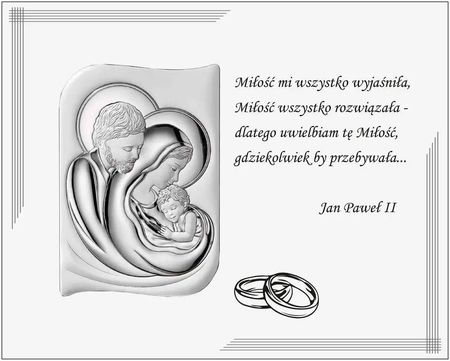 Valenti Obraz Świętej Rodziny srebrny nowoczesny na białym panelu 25x20 | Rozmiar: cm SKU: VL870S1BI