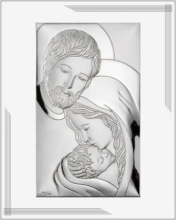 Valenti Obraz Świętej Rodziny srebrny nowoczesny na białym panelu 25x20 | Rozmiar: cm SKU: VL879BI