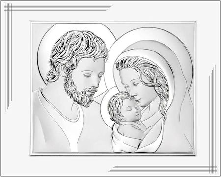 Valenti Obraz Świętej Rodziny srebrny nowoczesny na białym panelu 25x20 | Rozmiar: cm SKU: VL871BI