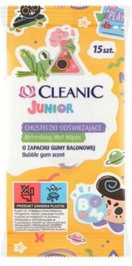 Chusteczki Odświeżające Cleanic Junior 15szt. o Zapachu Gumy Balonowej