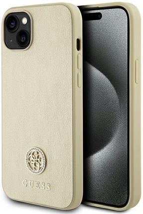 Guess Guhcp15Sps4Dgpd Iphone 15 6 1" Złoty Gold Hardcase Leather 4G Metal Logo Strass