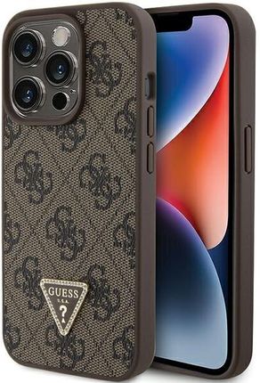 Guess Guhcp15Xp4Tdpw Iphone 15 Pro Max 6 7" Brązowy Brown Hardcase Leather 4G Triangle Strass