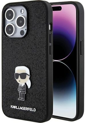 Karl Lagerfeld Klhcp15Lgknpsk Iphone 15 Pro 6 1" Czarny Black Hardcase Fixed Glitter Ikonik Logo Metal Pin