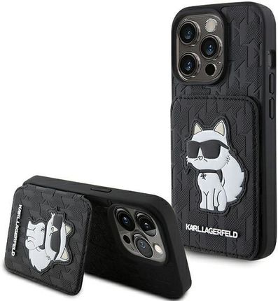 Karl Lagerfeld Klhcp15Lsakcnsck Iphone 15 Pro 6 1" Czarny Black Hardcase Saffiano Cardslots And Stand Monogram Choupette