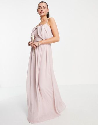 Tfnc różowa szyfonowa koktajlowa sukienka maxi 38